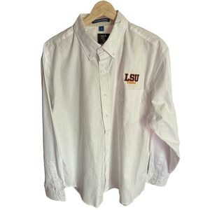 Men's Embroidered Button Down White LSU Shirt. Louisiana State University